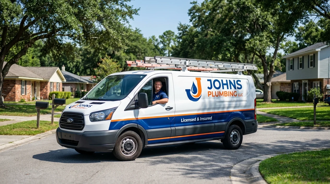 Johns Plumbing LLC service van in Southmayd, TX