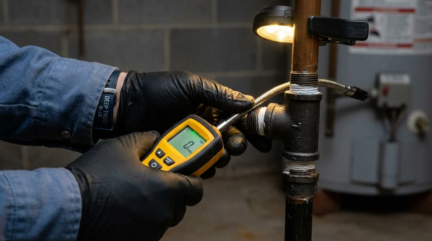 Gas leak detection with electronic sniffer by Johns Plumbing LLC in Southmayd