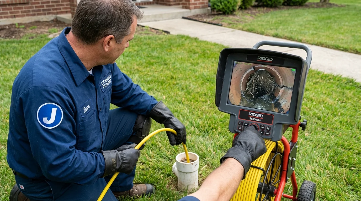 Sewer camera inspection being performed by Johns Plumbing LLC in Southmayd