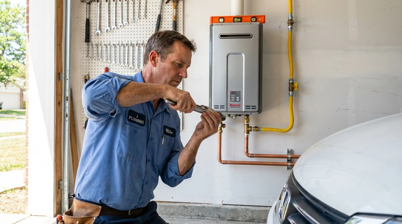 Tankless water heater installation by a Johns Plumbing LLC plumber in Southmayd